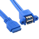 Stackable Usb 3.0 Female Panel Type To Motherboard 20Pin Header Cable Dual
