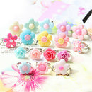 5Pcs Lovely Children Flower Rings Adjustable Jwewlry Kids Fashion Accessories FT