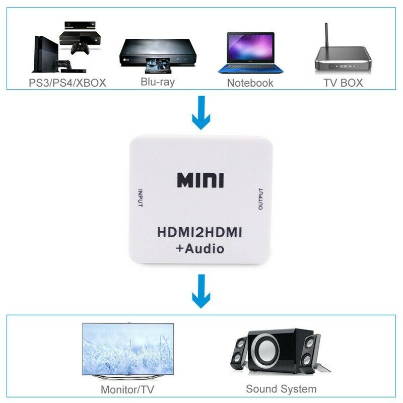 1080P Hdmi Extractor Splitter Hdmi Digital To Analog 3.5Mm Out Audio Hdmi2H I7B7