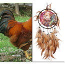 Oil Painting Wolf Totem Dream Catcher Feather Bead Hanging Home Car Decor