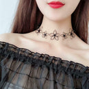 4PCS Women Gothic Lace Flower Charms Velvet Pendant Hippy Choker Necklace Women