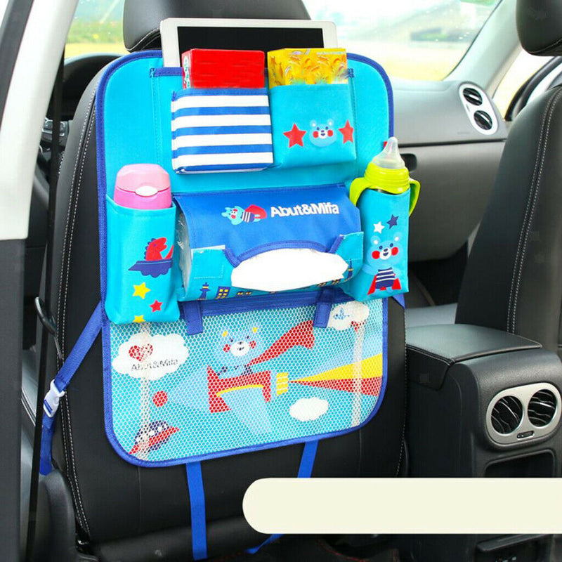 Cartoon Car Seat Back Multi-Pocket Storage Bag Organizer Bear-shape