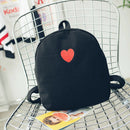 Preppy Chic Girls Canvas Love Printed Backpack Simple School Bag(Black)