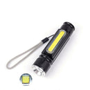 Multifunctional Led Flashlight Usb Rechargeable Battery Powerful Torch Side