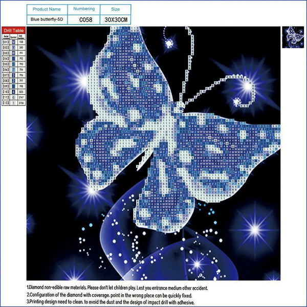 Butterfly Painting 5D Diamond Mosaic Embroidery DIY Cross Stitch Kit(Blue)