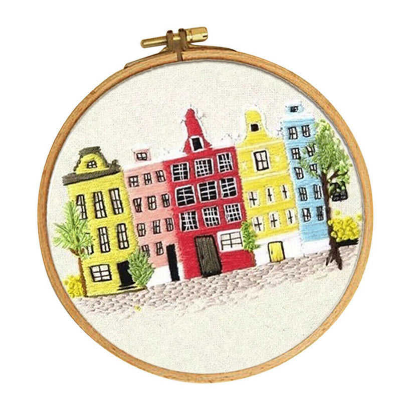 1 Set Handmade Sewing Embroidery Starter Kits with Skyscraper Pattern Cross