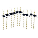 10 Pieces Personalized Straw Dr. cap Labels Graduation Party Striped Decor