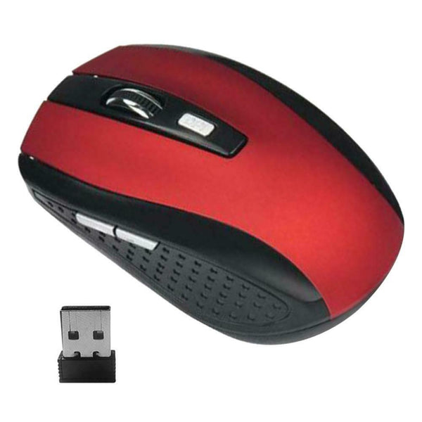 2.4GHz Wireless Optical Mouse 6 Buttons USB Receiver 2000 DPI Mice (Red)