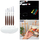 5x Painting Knives with 2x Clear Round Palette Board Household DIY Oil Painting