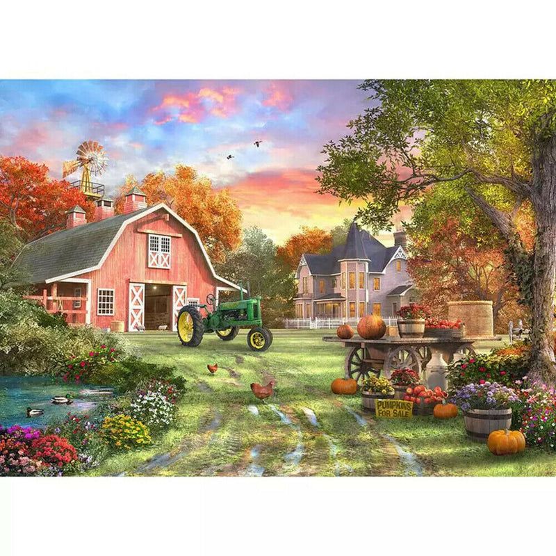 Painting By Numbers Kit DIY Village Scenery Canvas Oil Art Picture Craft