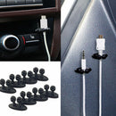 8pcs Black Car Charger Line Headphone USB Cable Car Clip Interior Accessories
