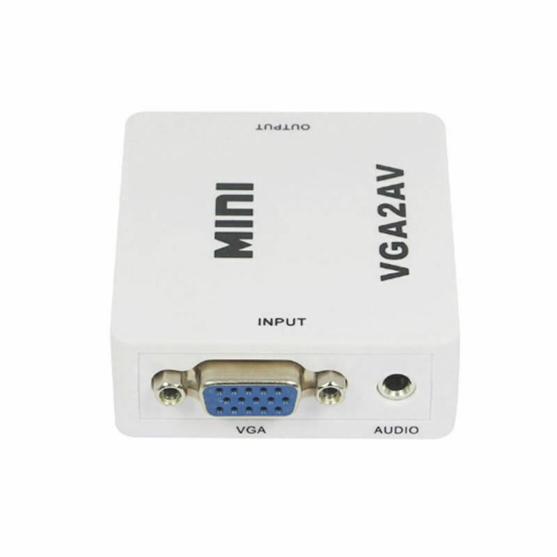VGA to AV RCA Composite Converter Adapter Box with Audio PC to TV White bvg RGV