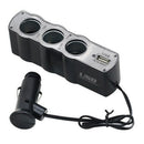 Car Cigarette Light Multi Socket 3 Way + USB Port Charger Adapter DC 12V WittyJR