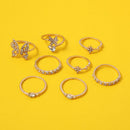 8pcs Elegant Butterfly Rhinestone Knuckle Ring Women Wedding Jewelry Gift