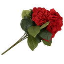 Artificial Hydrangea Flower 5 Big Heads Bouquet (Diameter 7" each head) Red