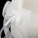 Beige Satin Flower Girls Basket Large  Bows Ribbons Wedding Supplies