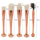 10pcs Professional Rose Red Shell Makeup Brushes White Hair Cosmetic Tool