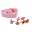 12Pcs Assorted Plastic Rings with Pink Heart Box Kids Girl Jewelry Present
