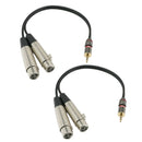 2x 3.5mm 1/8" Stereo Plug to Dual XLR 3Pin Female Microphone Audio TRS Cable