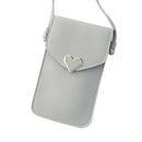 Leather Shoulder Messenger Bag Women Touch Screen Phone Pouch (Light Grey)