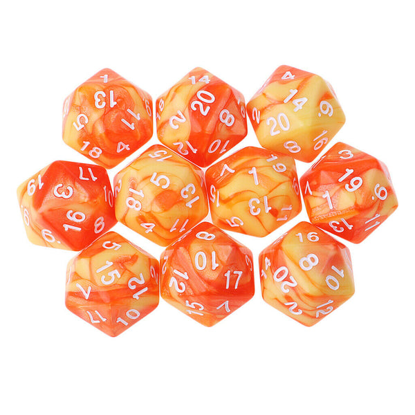 10 Pieces Of D20 Opaque Dice For RPG D\u0026D Orange Yellow With