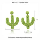 Bohemian Rice Beads Earrings Personality Creative Green Bead Cactus Stitchi P2V6