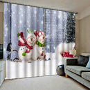 100x140cm Christmas Curtains Sets Waterproof Xmas Snowman 2Panels Drapes E