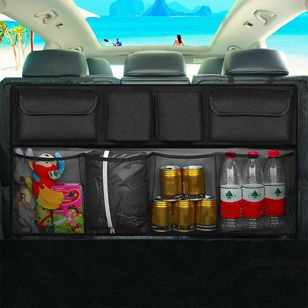Car Rear Seat Back Storage Bag Multi Hanging Nets Pocket Trunk Bag Organize X8B1