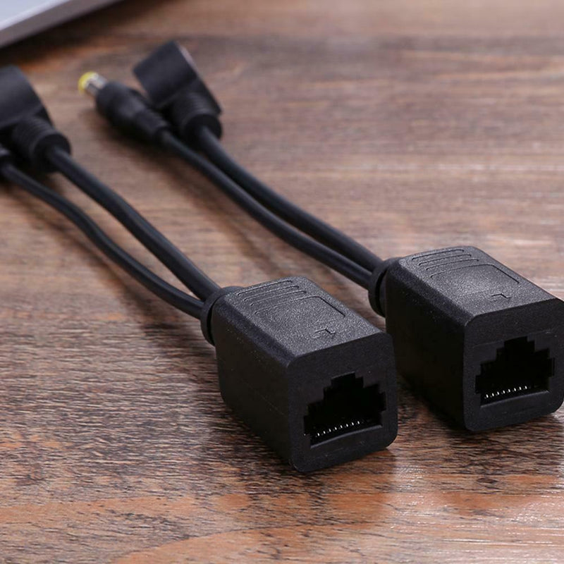 Power Over Ethernet PoE Adapter Injector + Splitter Kit PoE Cable Black