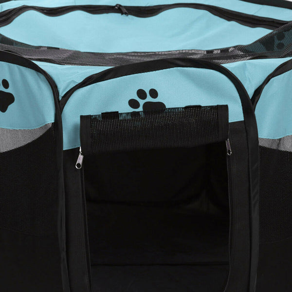 Claw Print Foldable Pet Cat Dog Tent House Guard Playpen Fence (Sky Blue)