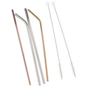 5pcs Set Reusable Metal Steel Drinking Straws with Cleaning Brush