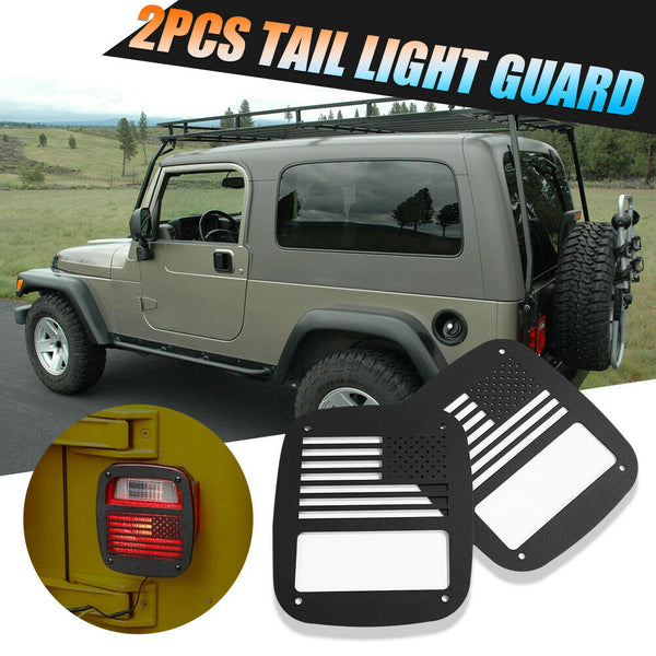 1 Pair Metal Rear Tail Light Guards Covers for Jeep Wrangler TJ 1997-2006