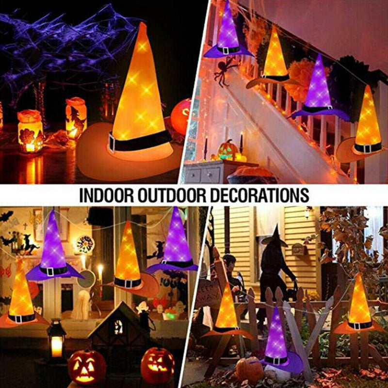 8pcs  LED Luminous Witch Wizard Cap Halloween Glowing Witch Hat Party Decoration