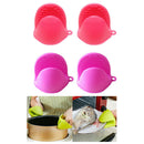 2 Pairs Silicone Pot Holder Oven Mitts Gloves Insulation Kitchen Gadgets
