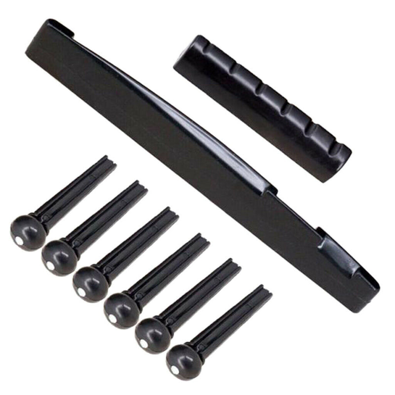 1 Set Bridge Endpins with Slotted Nut Saddle Replacement Set for 6 Strings