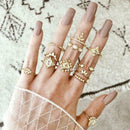 12pcs/set Retro Rhinestone Rings Crystal Knuckle Ring Women Jewelry Gift