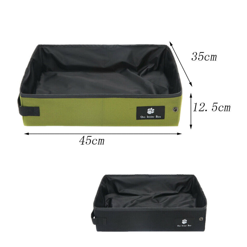 Pet Cat Litter Waterproof Box Kitty Toilet Seat Collapsible Toilet Black L