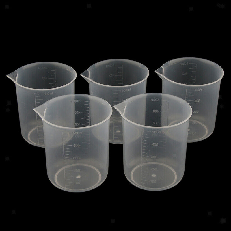 5 Pcs 500ml Plastic Clear Measuring Measurement Cup Lab Kitchen