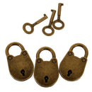 3 Pcs Retro Style Pig Lock Travel Luggage Small Padlock Key Suitcase Bronze