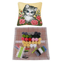 Embroidery Flowers & Cat Latch Hook Rug Kits for Beginners Adults 43x43cm