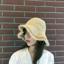 Women'S Summer Hand-Woven Foldable Wide Brim Fisherman 100% Raffia Straw Su L4A5