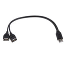 30cm USB A Male to 2Port USB Female Y-Splitter Extension Adapter Cable