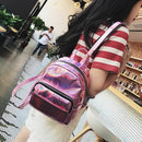 Holographic Leather Backpack for Girls Pink Mini Backpack for Women