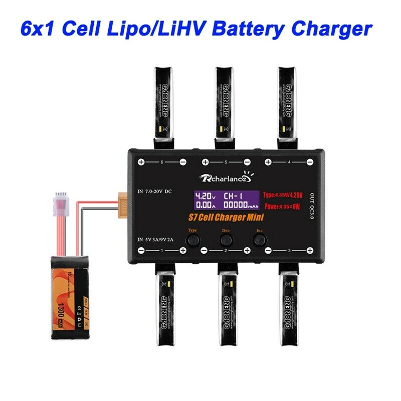 Rcharlance 1S Battery Charger 6X4.35W Lipo/Lihv Battery Charger with Micro- C9Z2
