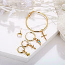 Women'S Fashion Personality Cross Crescent Starlight Earrings Stud Set New F8J8