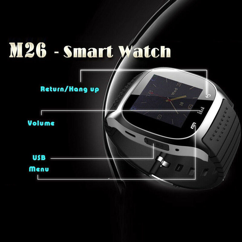 M26 Bluetooth WIFI Smart Wrist Watch Phone for IOS Android Black