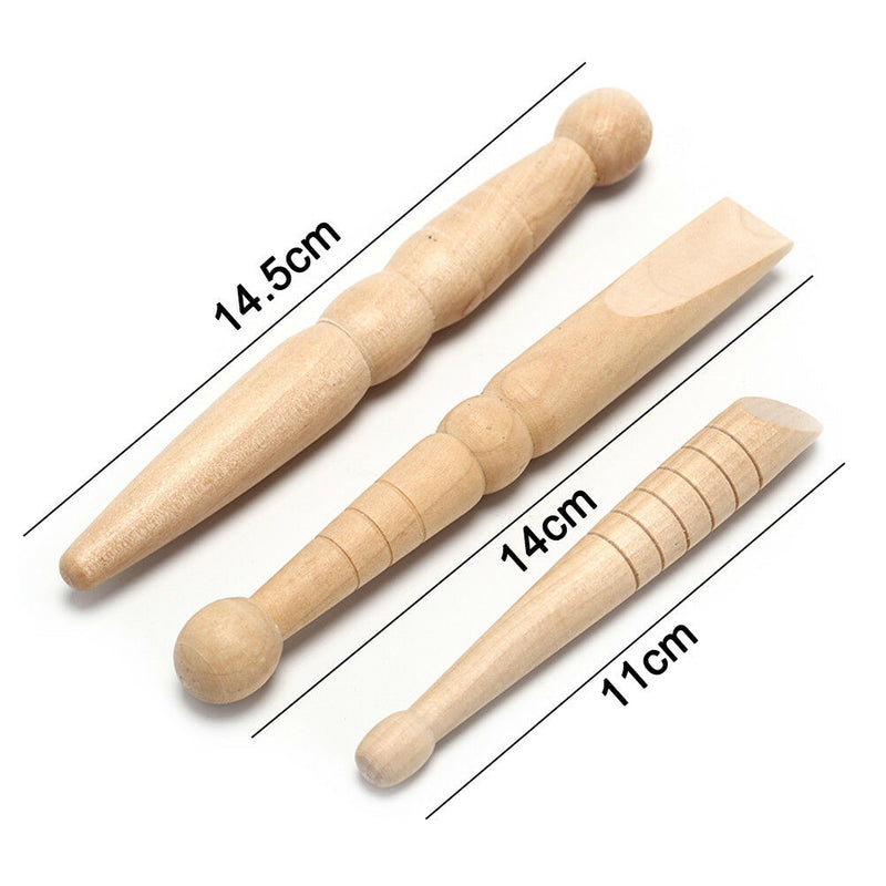 3PCS Wooden Foot Body Massage Stick Relieve Muscle Relaxing Tool Massager ne.AU