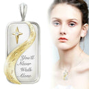 You Will Never Walk Alone Letter Couple Square Necklace Womens Pendant Jewe C9E5