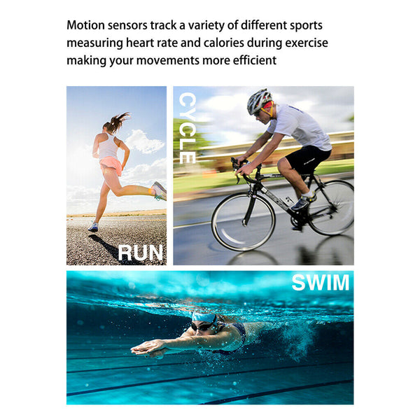 1.3inch Screen Smart Watch Blood Pressure Waterproof Fitness Tracker Black