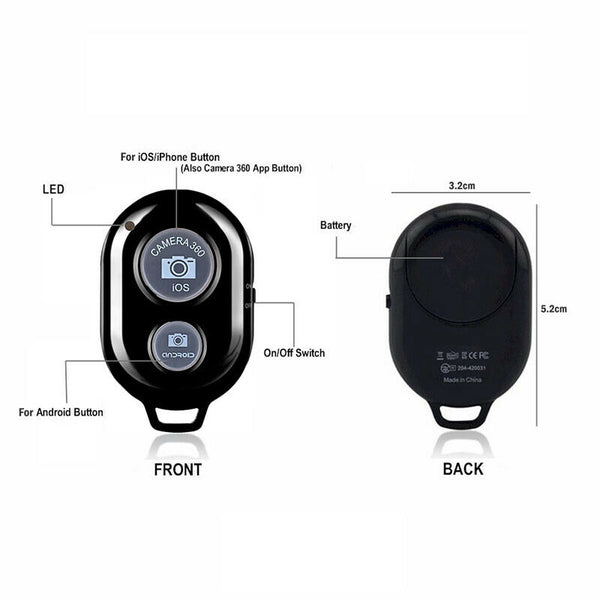Mobile Phone Bluetooth Wireless Remote Control Monopod Selfie Stick Shutter N5U9